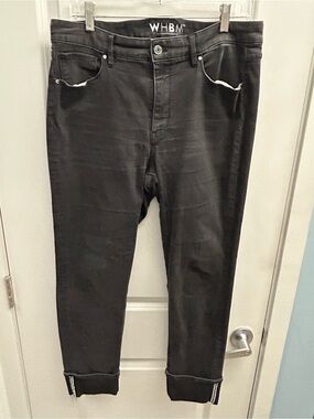 White House Black Market Women’s Black Cuffed Jeans Rhinestone Embellishment, 12